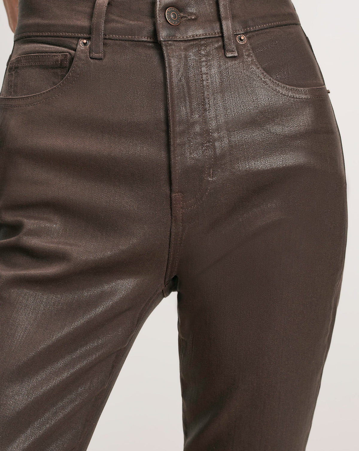 Veronica Beard | Beverly Skinny-Flare Jean in Espresso Brown Coated Denim Espresso