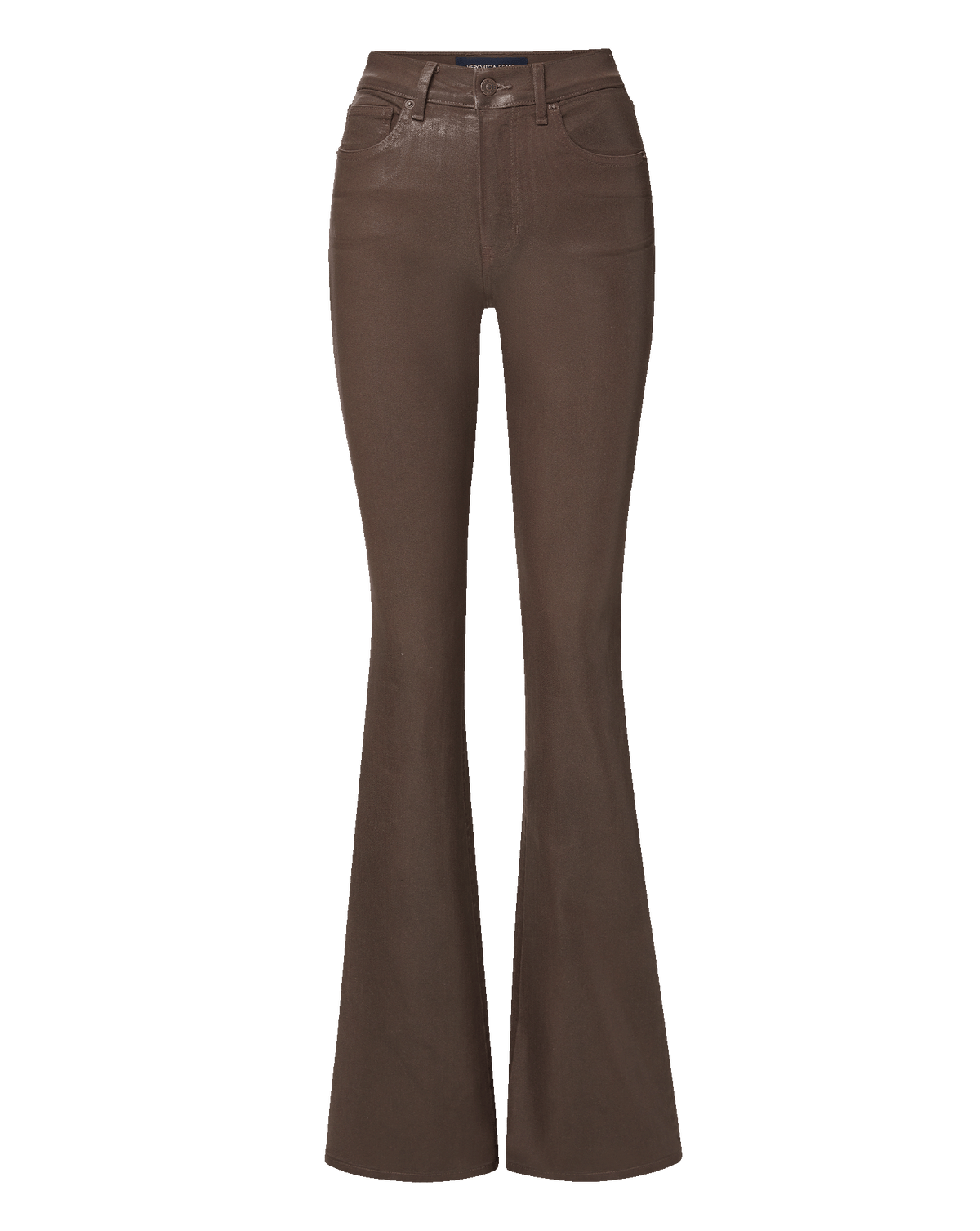 Veronica Beard | Beverly Skinny-Flare Jean in Espresso Brown Coated Denim Espresso