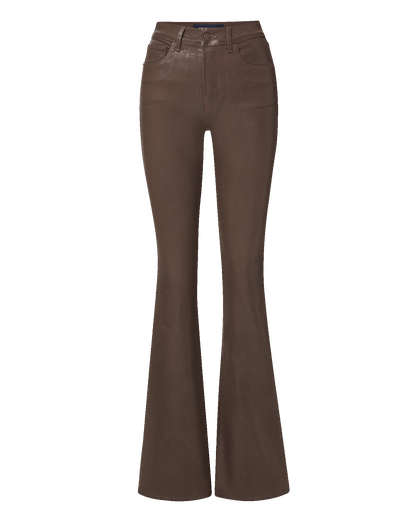 Veronica Beard | Beverly Skinny-Flare Jean in Espresso Brown Coated Denim Espresso