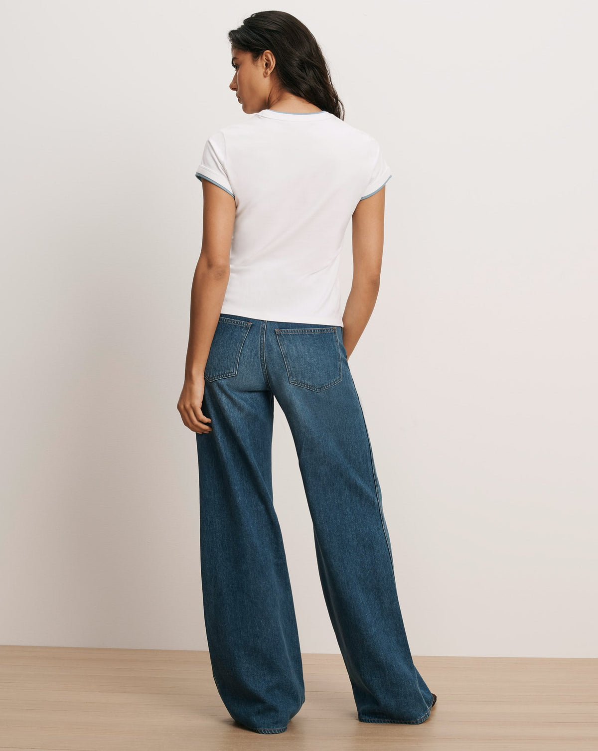 Veronica Beard | Devin Crewneck T-Shirt in White/Blue River White/Blue River