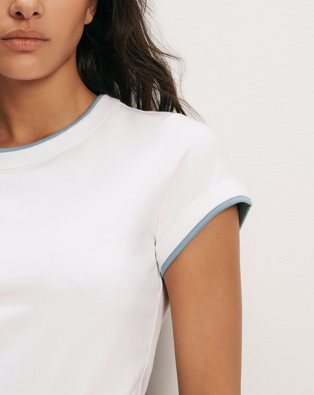 Veronica Beard | Devin Crewneck T-Shirt in White/Blue River White/Blue River