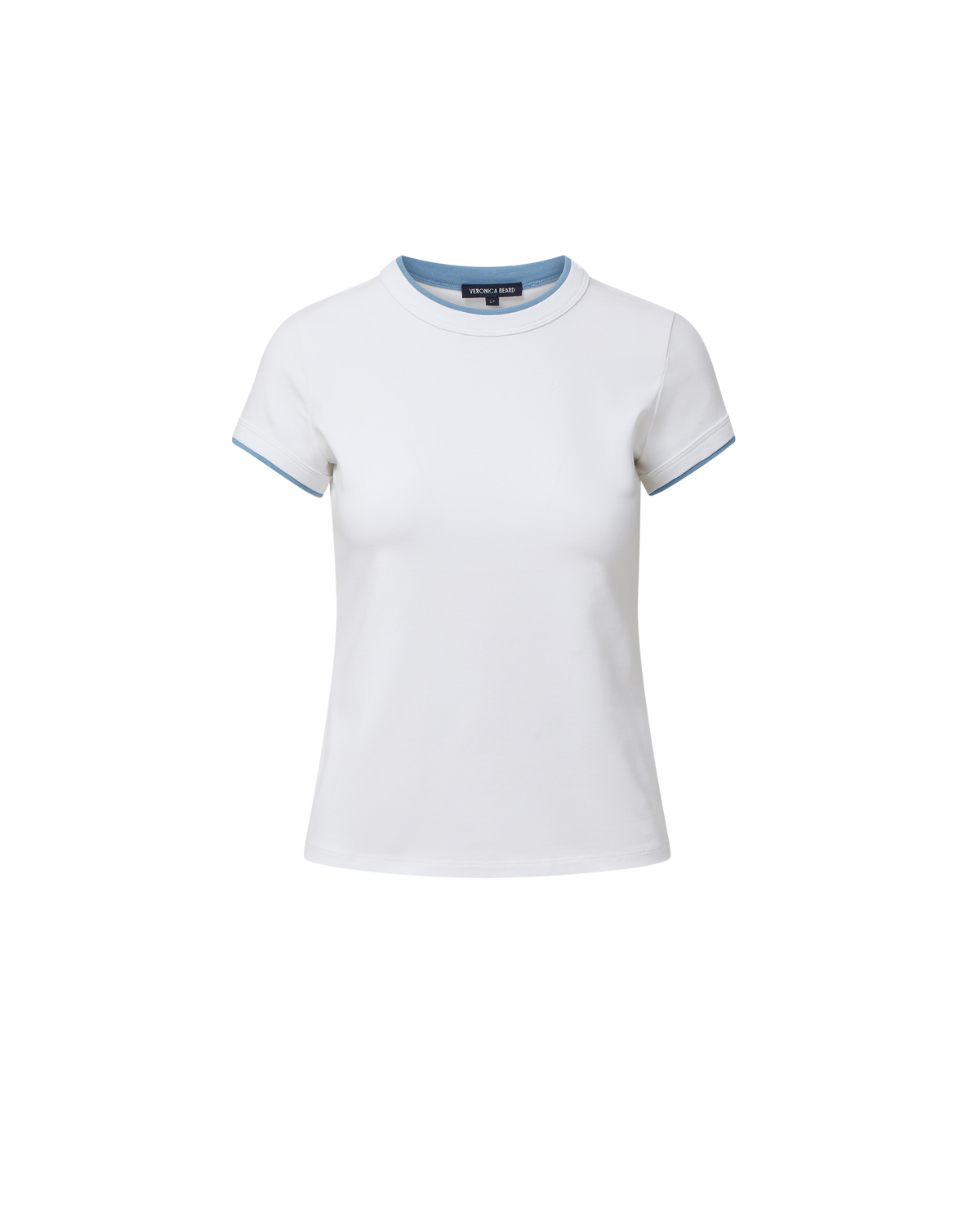 Veronica Beard | Devin Crewneck T-Shirt in White/Blue River White/Blue River