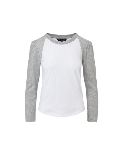 Veronica Beard | Mason Baseball Tee in White/Heather Grey White/Heather Grey