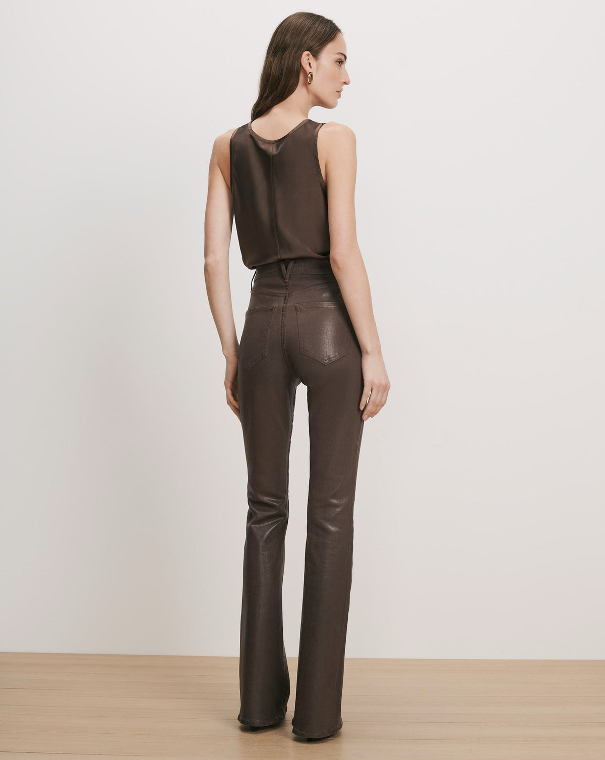 Veronica Beard | Sabrina Silk-Blend Tank Top in Dark Brown Espresso