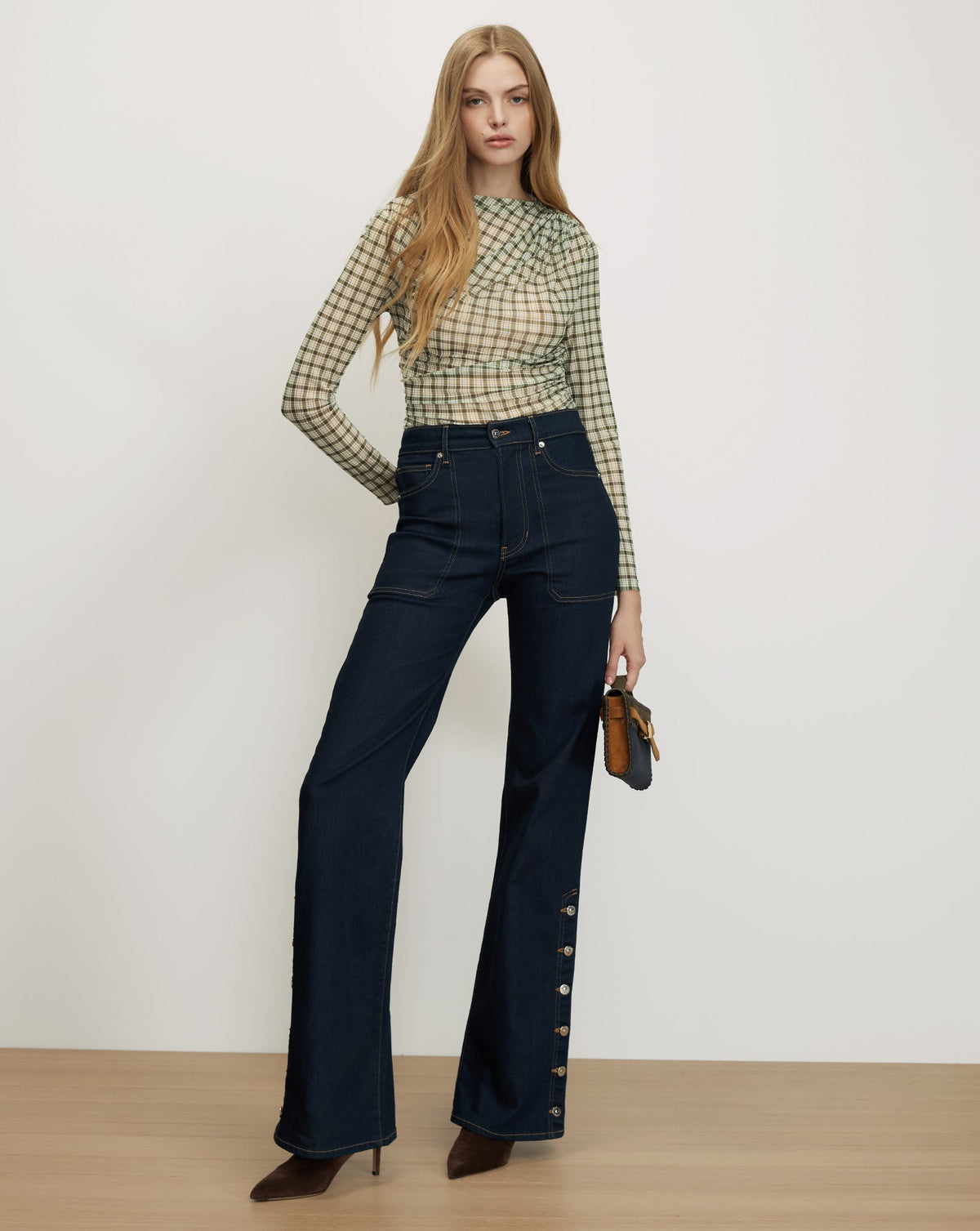 Veronica Beard | Nuvina Plaid Long-Sleeve Top in Loden Multi Loden Multi