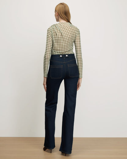 Veronica Beard | Nuvina Plaid Long-Sleeve Top in Loden Multi Loden Multi