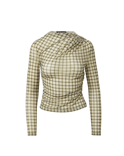 Veronica Beard | Nuvina Plaid Long-Sleeve Top in Loden Multi Loden Multi