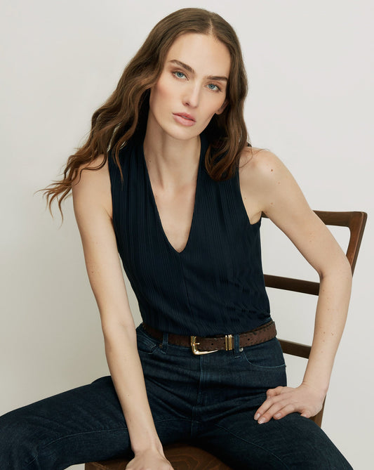 Veronica Beard | Evania V-Neck Tank Top in Navy Navy