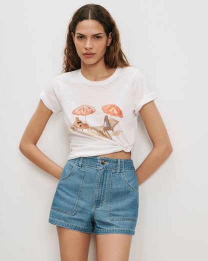 Veronica Beard | Carla Crewneck T-Shirt in White Sunbather Print Multi/Sg Sun Girl
