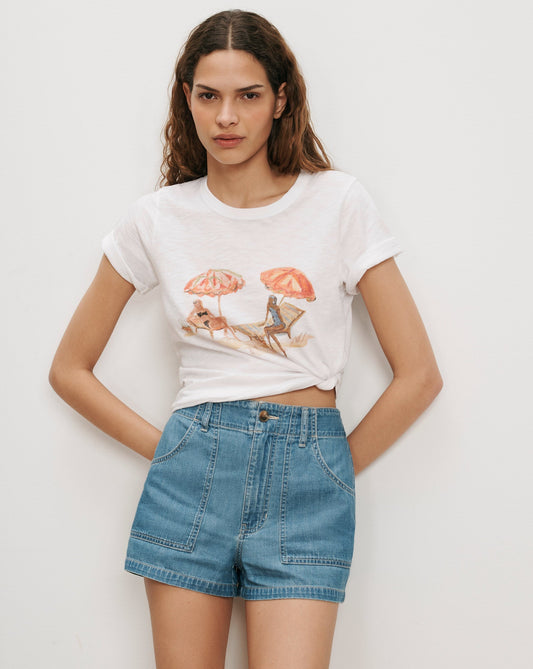 Veronica Beard | Carla Crewneck T-Shirt in White Sunbather Print Multi/Sg Sun Girl