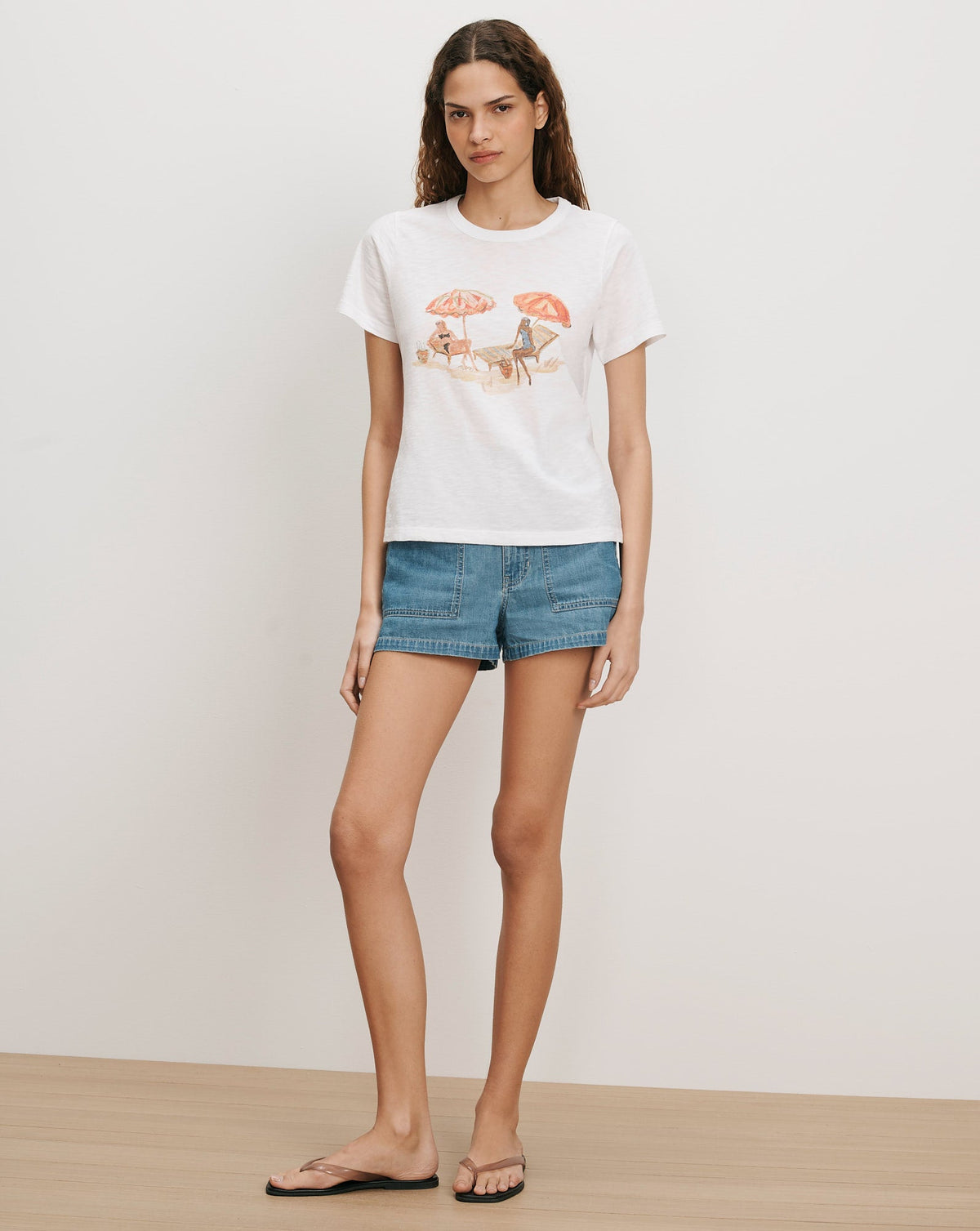 Veronica Beard | Carla Crewneck T-Shirt in White Sunbather Print Multi/Sg Sun Girl