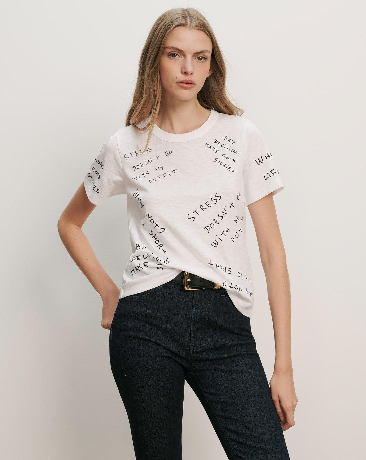 Veronica Beard | Carla Printed Crewneck T-Shirt in White White