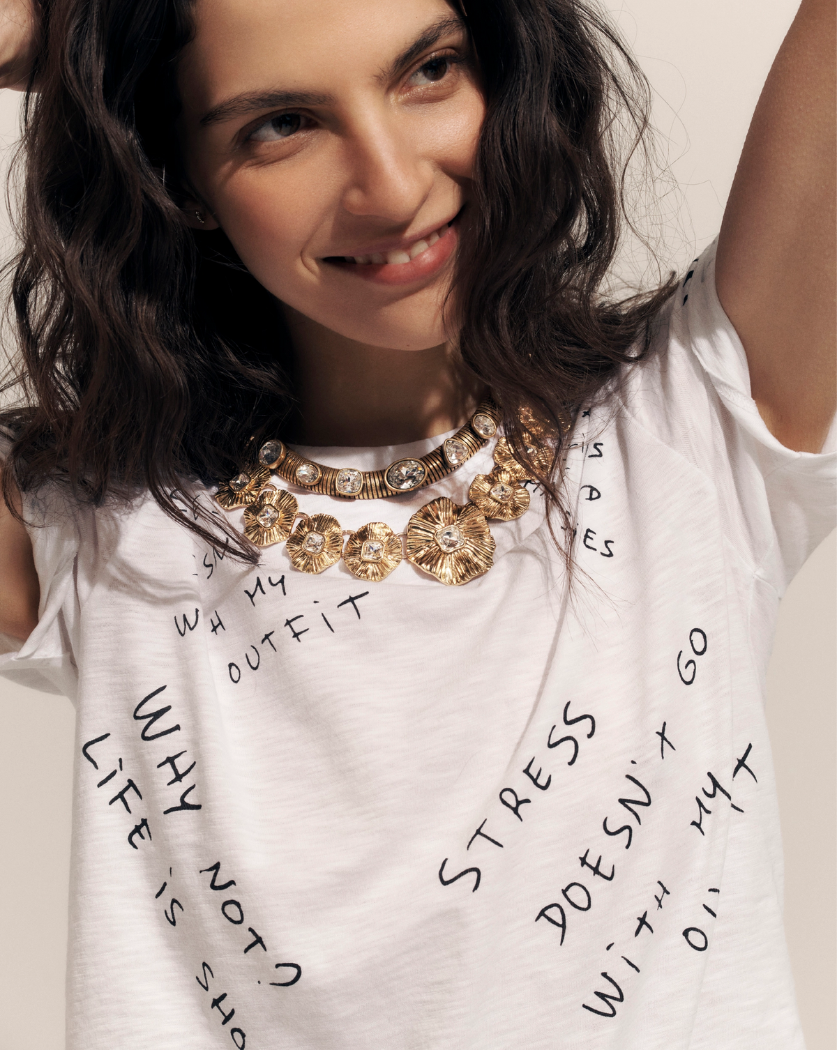 Veronica Beard | Carla Printed Crewneck T-Shirt in White White