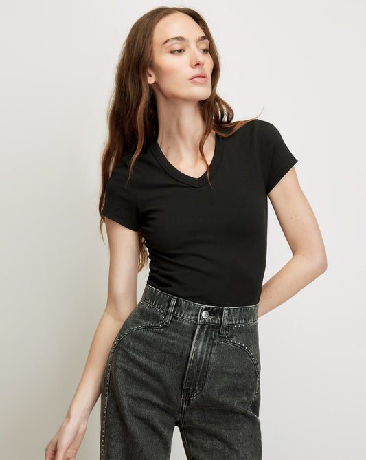 Veronica Beard | Devin V-Neck T-Shirt in Black Black