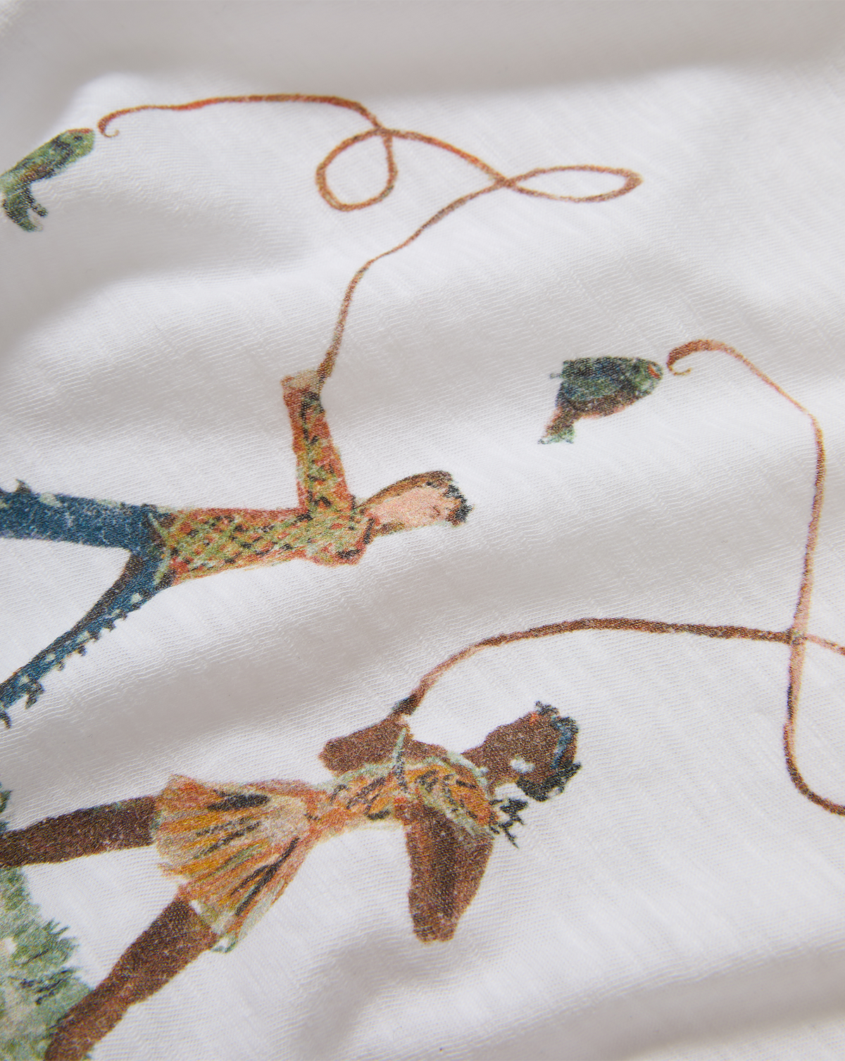 Veronica Beard | Carla Crewneck T-Shirt in White Fly Fishing Print Multi/Fg Fisher Girl