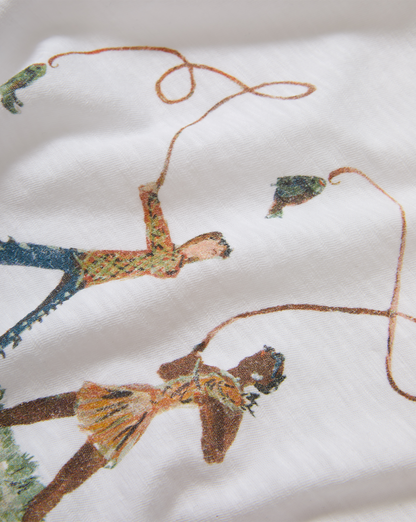 Veronica Beard | Carla Crewneck T-Shirt in White Fly Fishing Print Multi/Fg Fisher Girl
