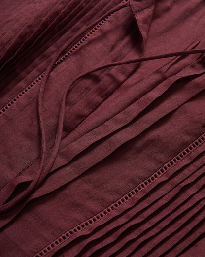 Veronica Beard | Sawyer Self-Tie Blouse in Burgundy Raisin Raisin
