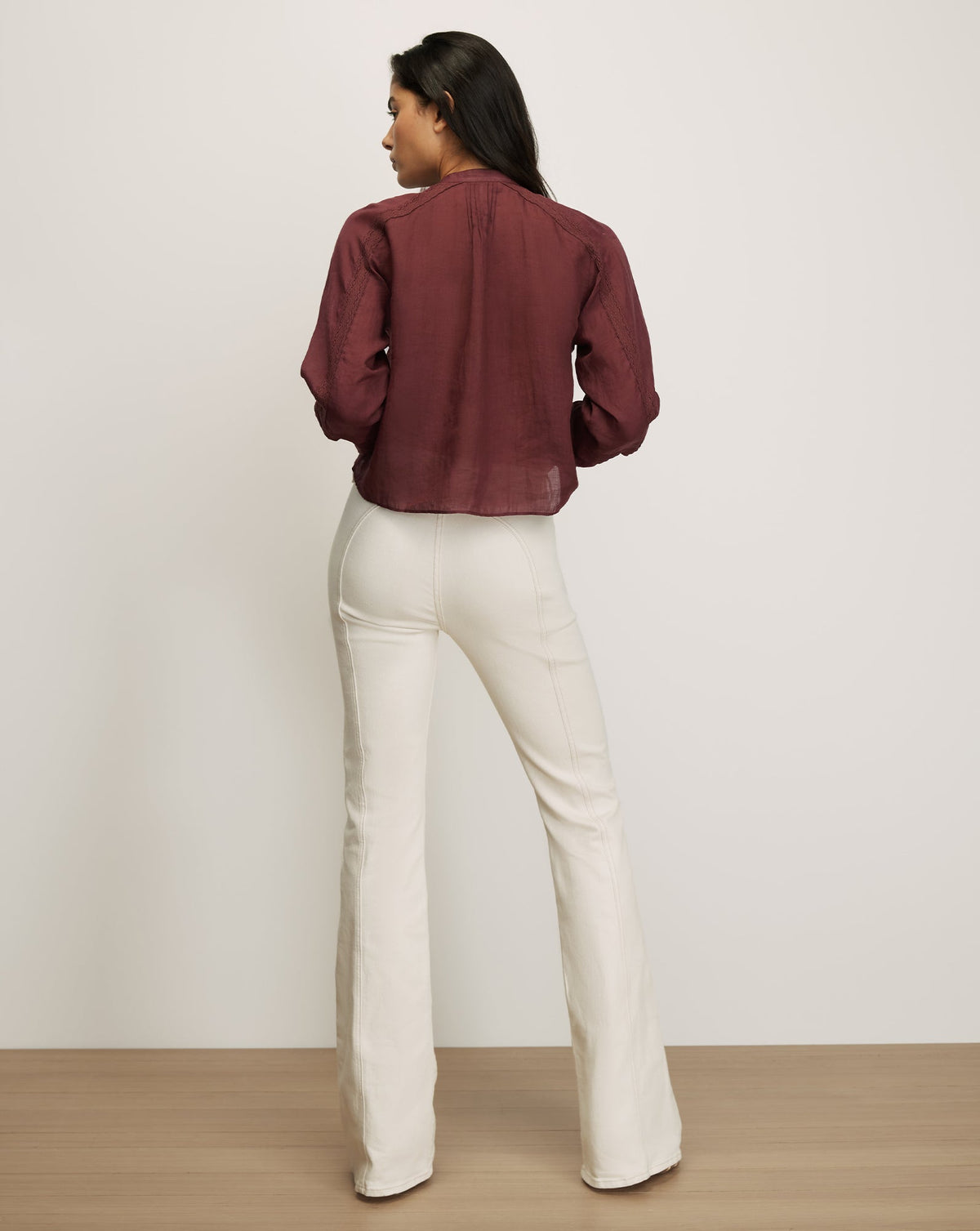 Veronica Beard | Sawyer Self-Tie Blouse in Burgundy Raisin Raisin