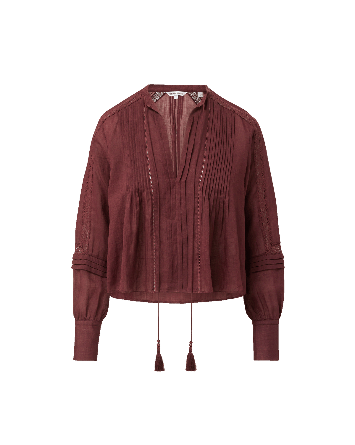 Veronica Beard | Sawyer Self-Tie Blouse in Burgundy Raisin Raisin