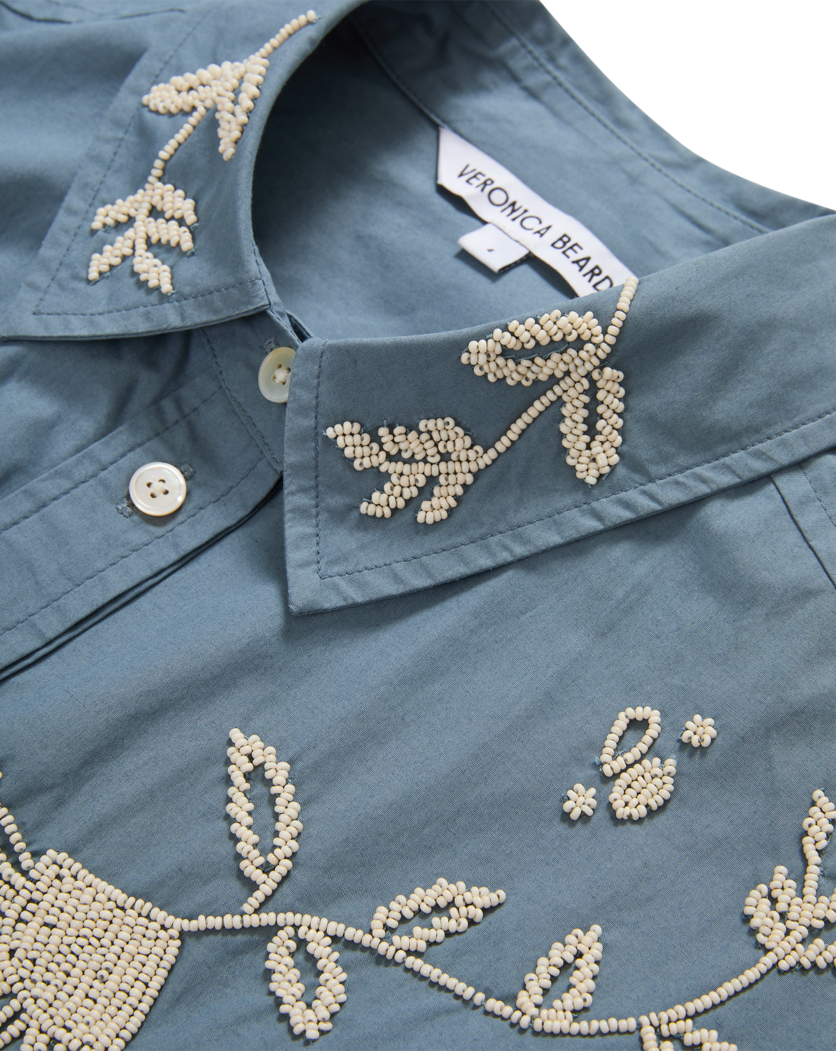 Veronica Beard | Aderes Beaded Button-Down Shirt in Blue Steel Blue Steel