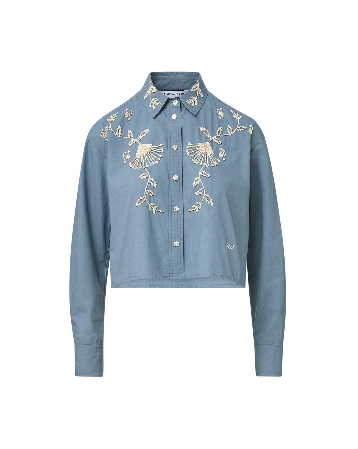 Veronica Beard | Aderes Beaded Button-Down Shirt in Blue Steel Blue Steel