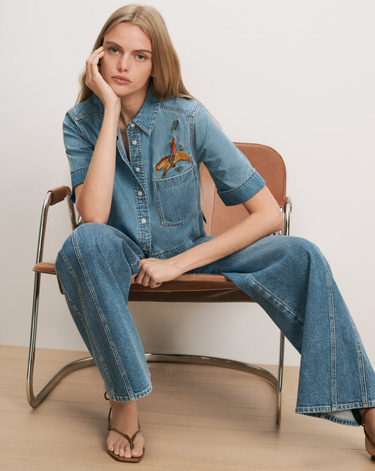 Veronica Beard | Spruce Button-Down Cowboy Shirt in Halo Blue Halo Blue