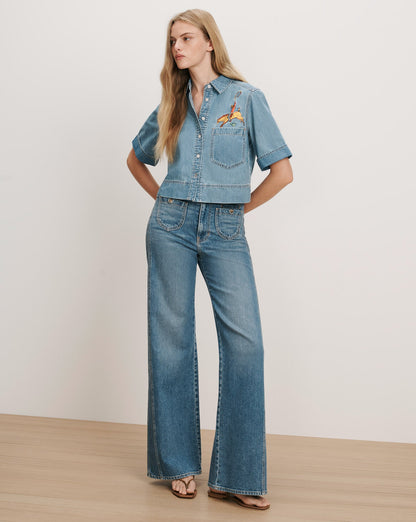 Veronica Beard | Spruce Button-Down Cowboy Shirt in Halo Blue Halo Blue