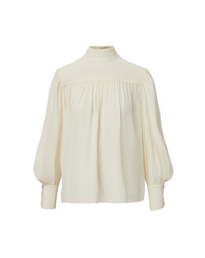 Veronica Beard | Brooks Mock-Neck Blouse in Dove White Dove White