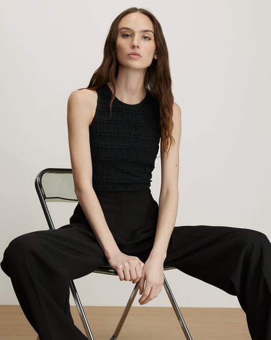 Veronica Beard | Jordyn Cropped Tank Top in Black Black