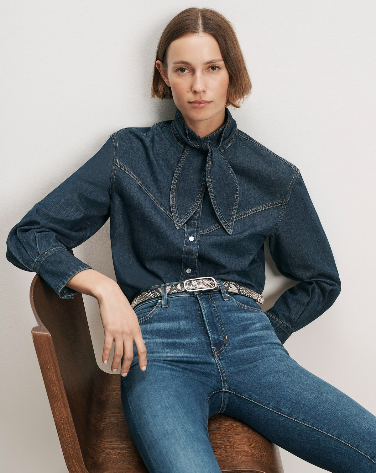Veronica Beard | Genetta Chambray Button-Down Shirt in Blue Heart Breaker