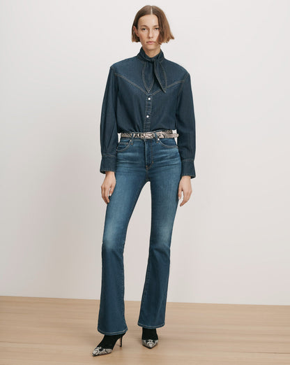 Veronica Beard | Genetta Chambray Button-Down Shirt in Blue Heart Breaker