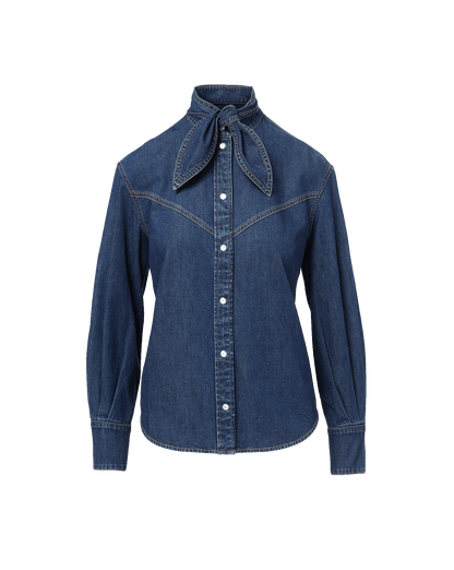 Veronica Beard | Genetta Chambray Button-Down Shirt in Blue Heart Breaker