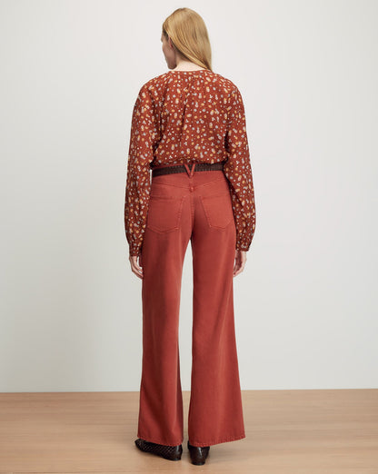Veronica Beard | Lollie Floral Button-Down Blouse in Rust Multi Rust Multi