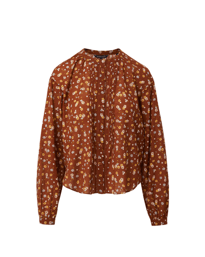 Veronica Beard | Lollie Floral Button-Down Blouse in Rust Multi Rust Multi