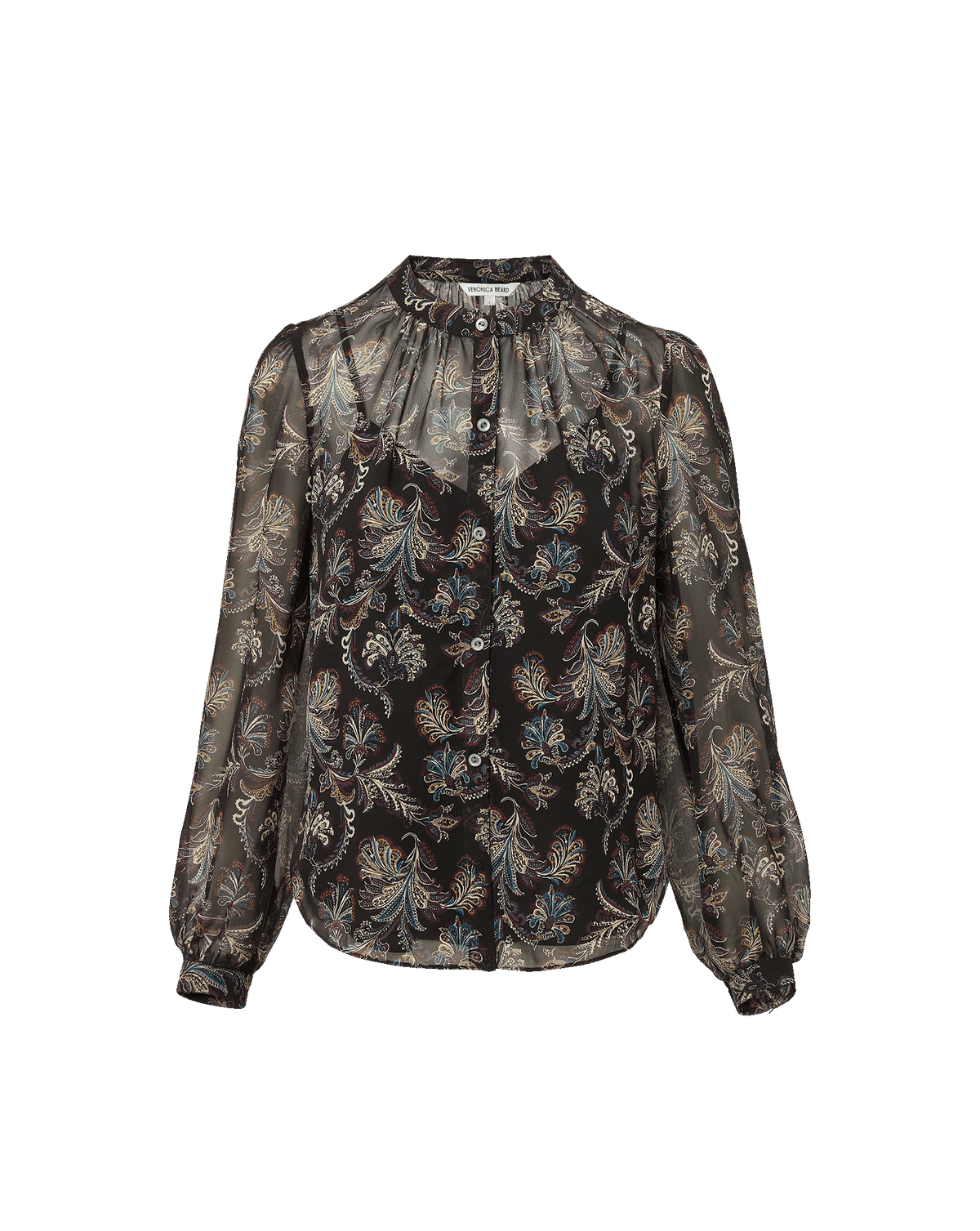Veronica Beard | Ashlynn Silk Blouse in Black Paisley Black Multi
