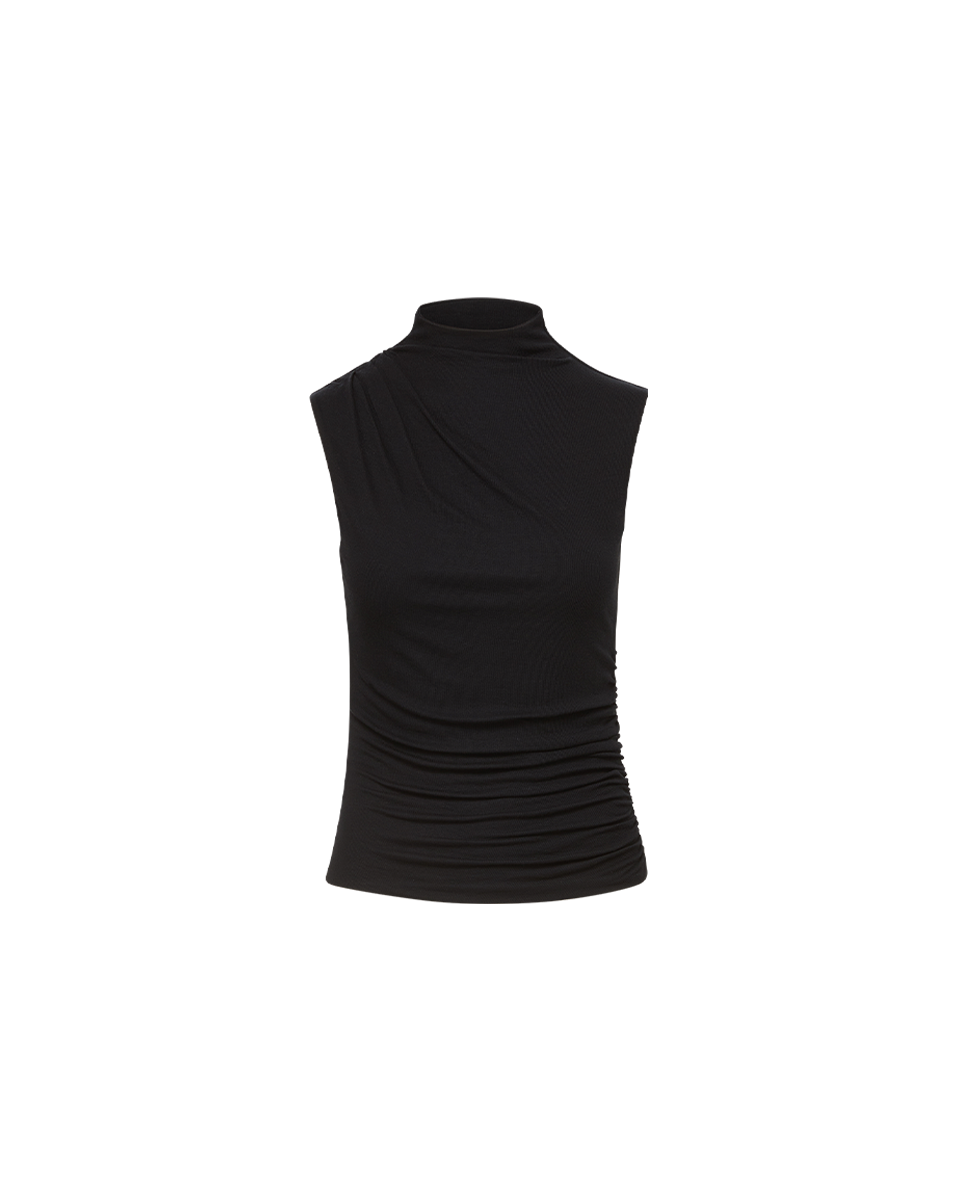 Veronica Beard | Mylie Mock-Neck Tank Top in Black Black