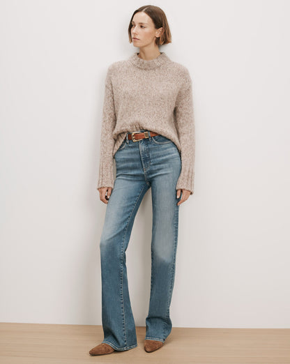 Veronica Beard | Andi Mock-Neck Sweater in Marled Oatmeal Mohair Marled Oatmeal