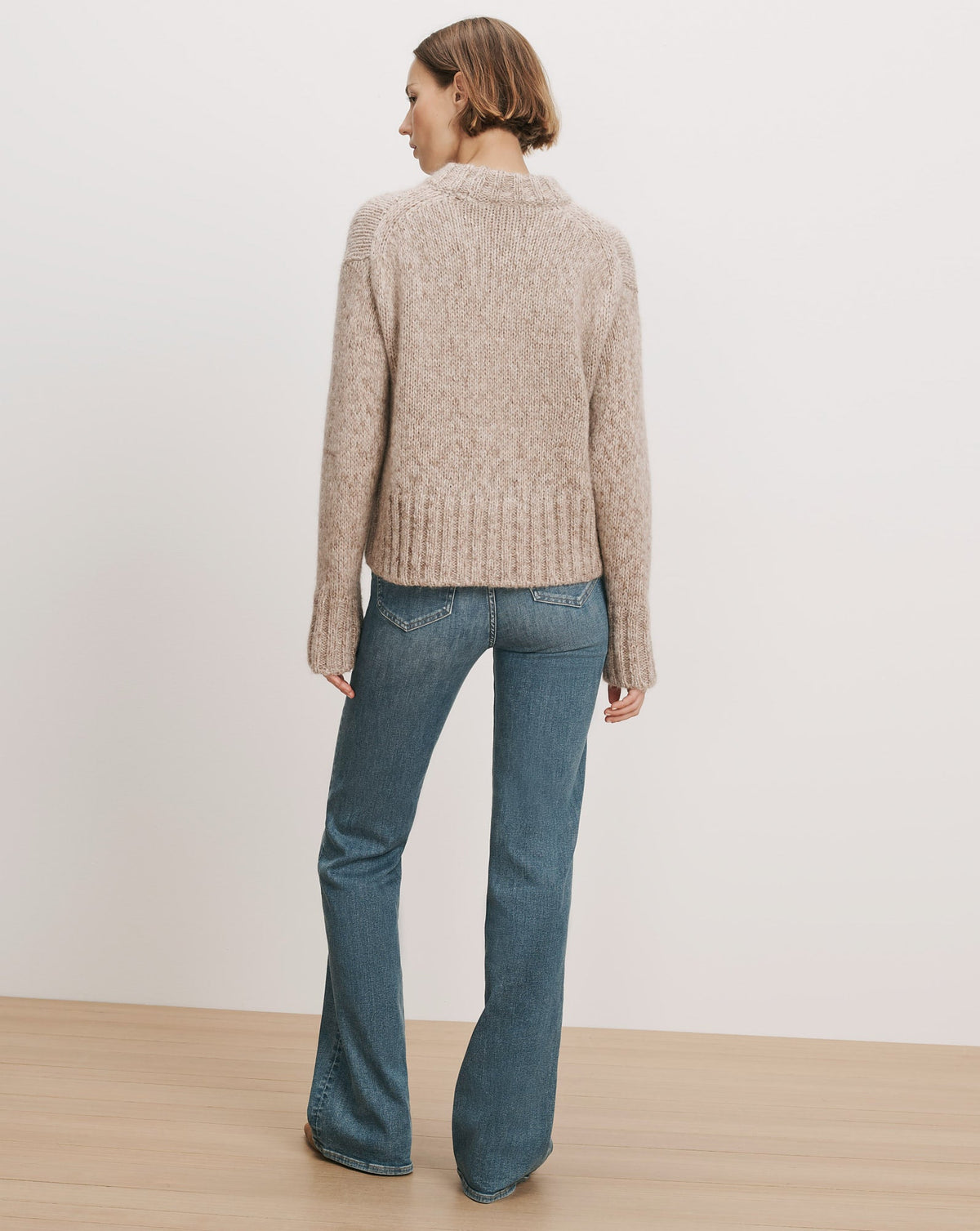 Veronica Beard | Andi Mock-Neck Sweater in Marled Oatmeal Mohair Marled Oatmeal