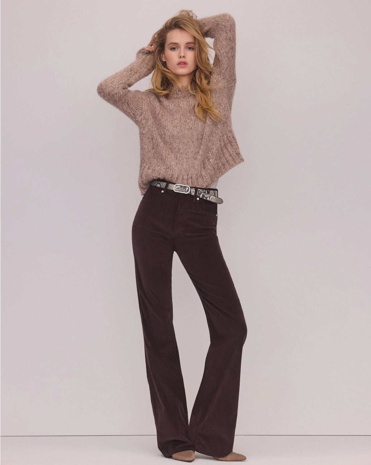 Veronica Beard | Andi Mock-Neck Sweater in Marled Oatmeal Mohair Marled Oatmeal