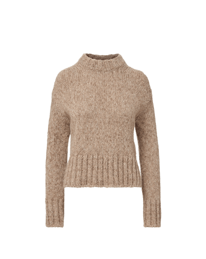 Veronica Beard | Andi Mock-Neck Sweater in Marled Oatmeal Mohair Marled Oatmeal