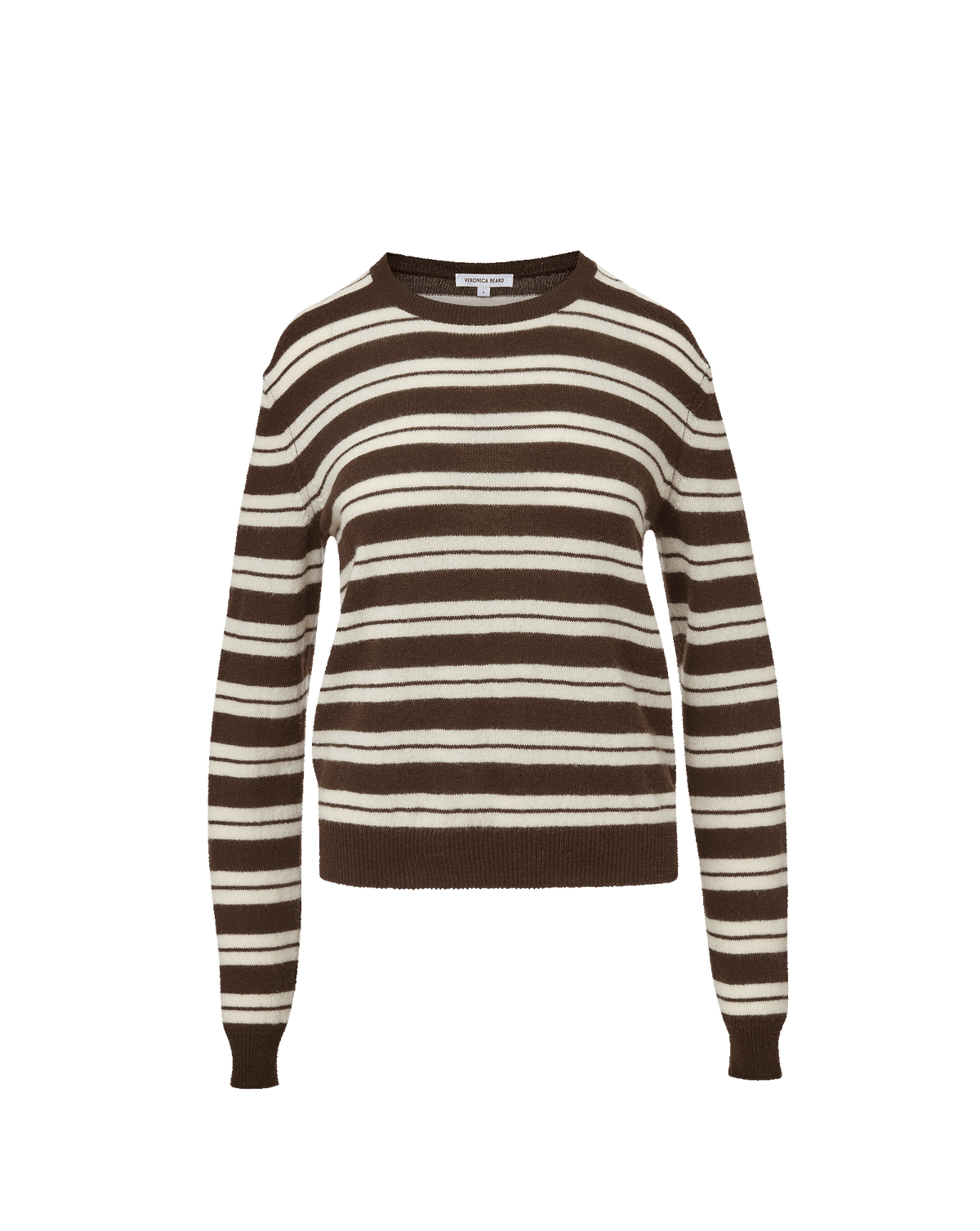 Veronica Beard | Frankie Cashmere Pullover in Dark Brown & White Stripes Espresso/Ivory