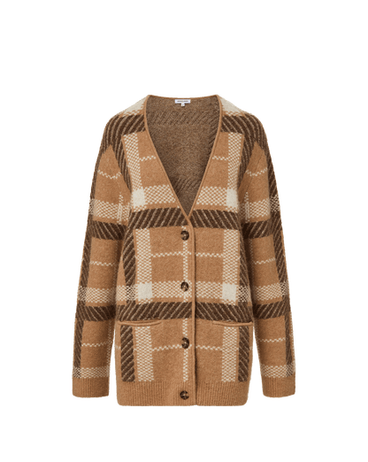Veronica Beard | Covey Plaid Cardigan in Camel Multi Camel Multi