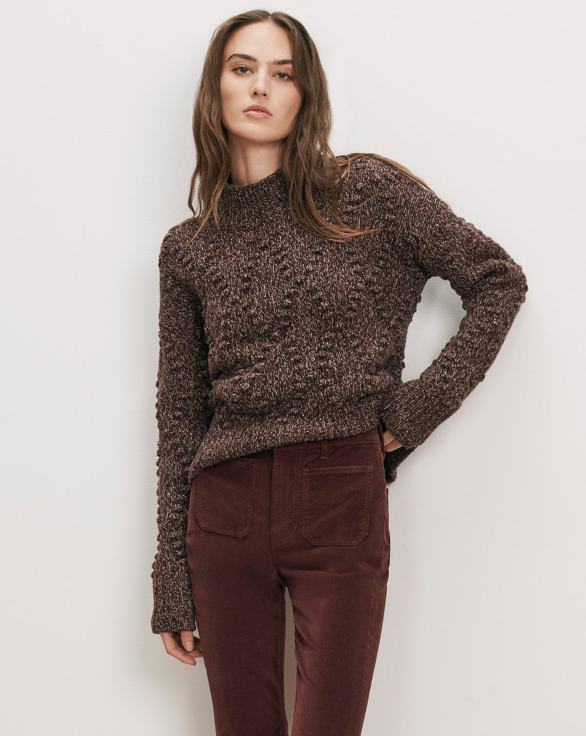 Veronica Beard | Tati Wool-Blend Sweater in Burgundy Multi Burgundy Multi