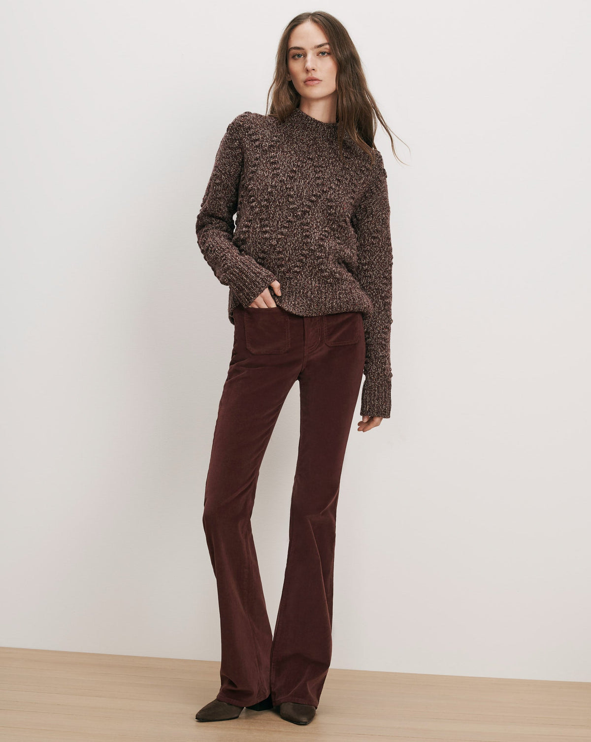 Veronica Beard | Tati Wool-Blend Sweater in Burgundy Multi Burgundy Multi