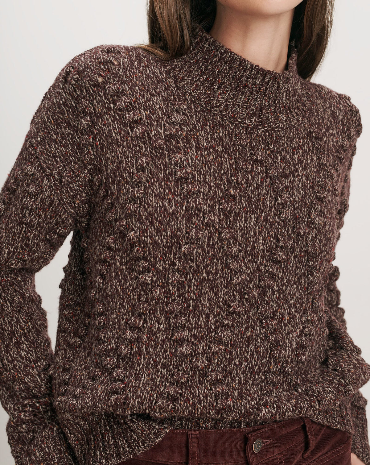 Veronica Beard | Tati Wool-Blend Sweater in Burgundy Multi Burgundy Multi