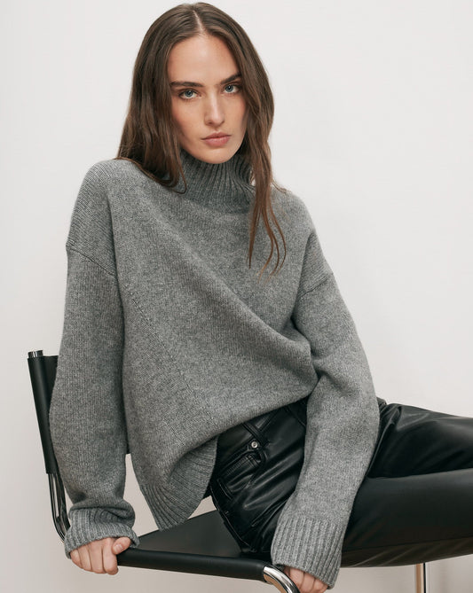 Veronica Beard | Journey Wool-Cashmere Sweater in Medium Heather Grey Medium Heather Grey
