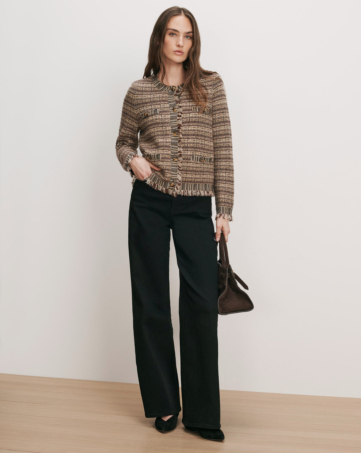 Veronica Beard | Sariyah Knit Jacket in Burgundy Bouclé Burgundy Multi