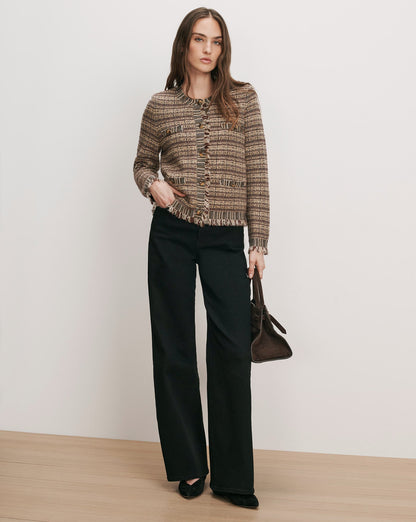 Veronica Beard | Sariyah Knit Jacket in Burgundy Bouclé Burgundy Multi