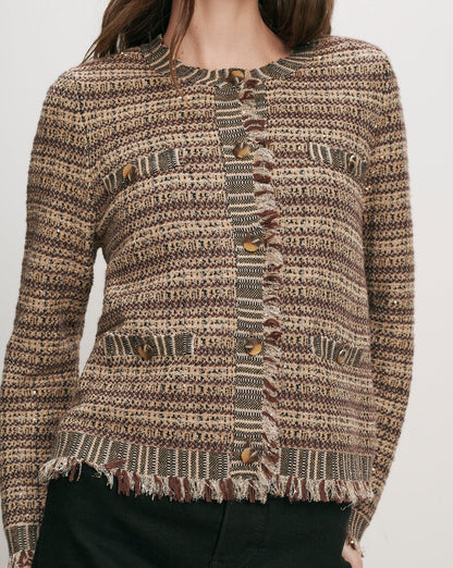 Veronica Beard | Sariyah Knit Jacket in Burgundy Bouclé Burgundy Multi