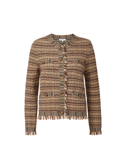 Veronica Beard | Sariyah Knit Jacket in Burgundy Bouclé Burgundy Multi